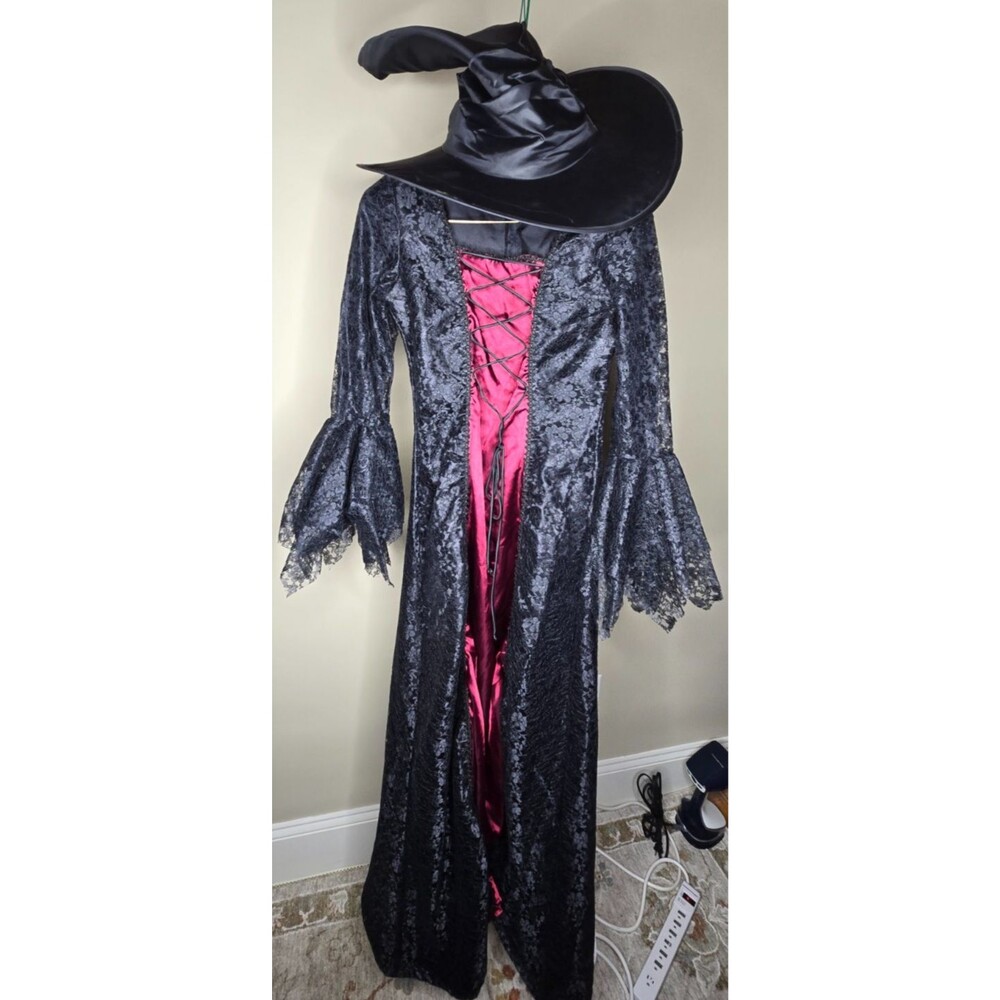 Charades Gothic Vampire Lace Witch Costume Dress Hat Adult XL Halloween Goth